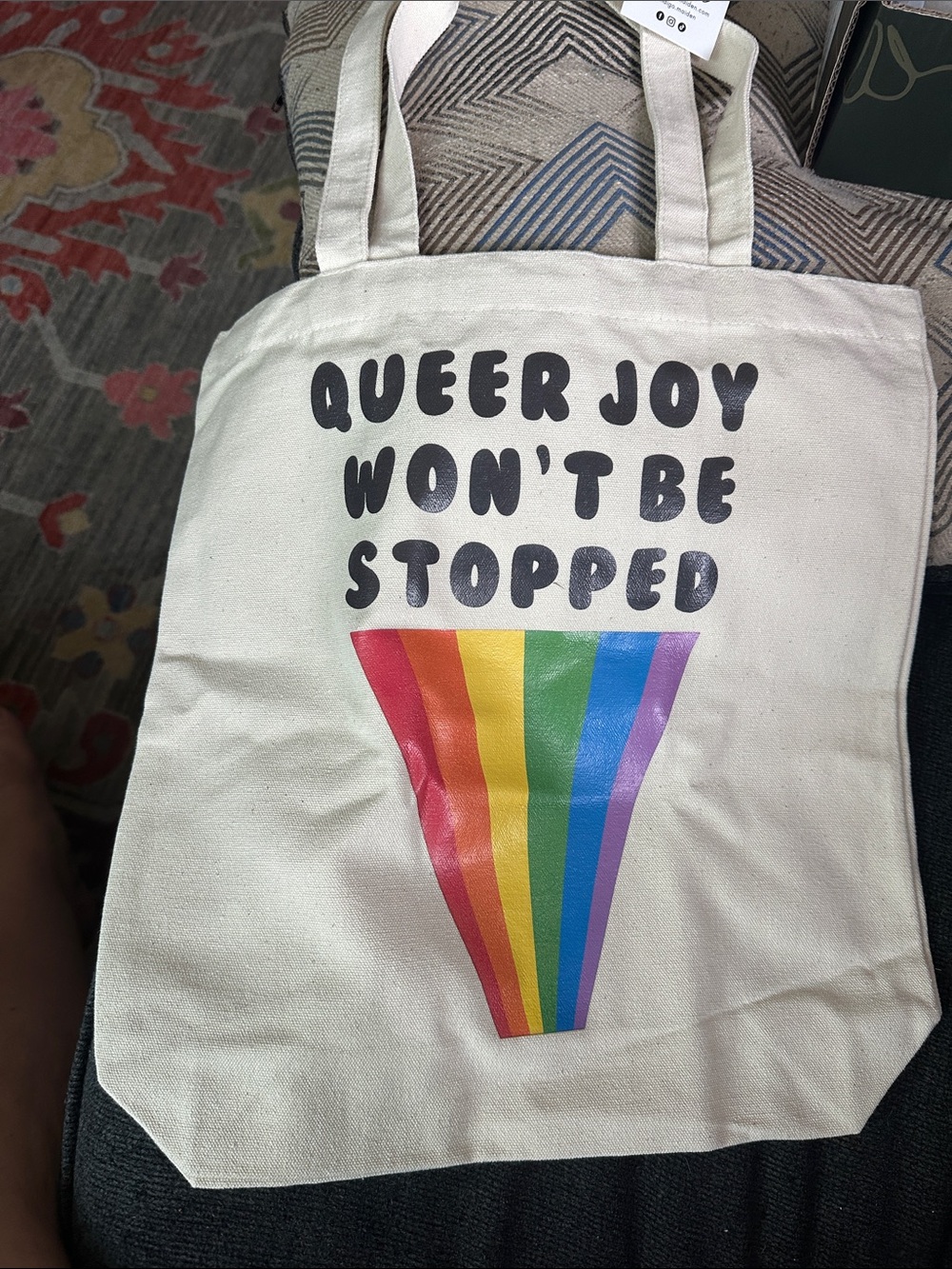 Canvas Tote Bag - Queer Joy Rainbow Print - Unbranded